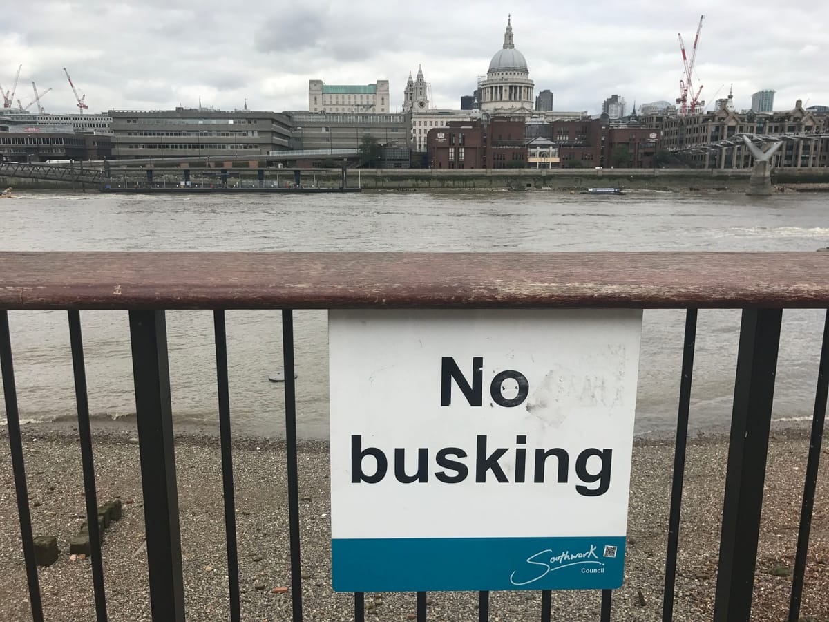 Bankside buskers asked to turn 180 degrees to curb noise nuisance