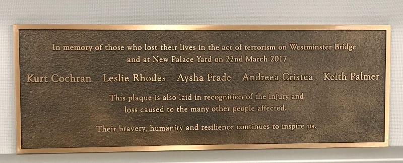 Westminster Bridge plaque will honour victims of terror attack