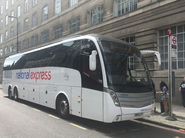 Passengers boarding the A7 to Stansted Airport in Waterloo's York Road in 2016