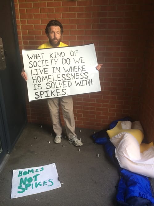 'Homes not Spikes' protest outside Southwark Bridge Road flats